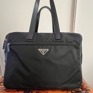 EUC Prada Nylon and Saffiano Leather briefcase computer bag. Without strap.